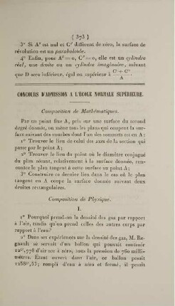 Concours d'admission a l'école normale supérieure.