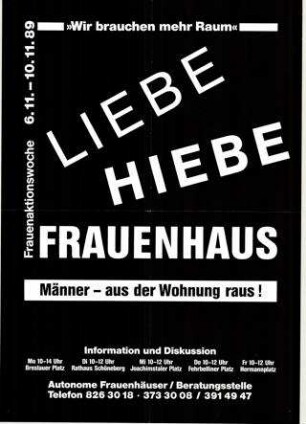 Liebe - Hiebe - Frauenhaus Männer aus der Wohnung raus!