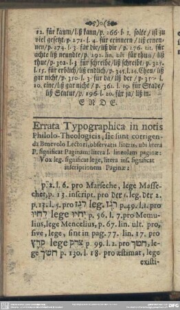 Errata Typographica in notis Philolo-Theologico, sic sunt corrigenda Benevolo Lectori ...