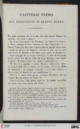 Capitolo primo: Del significato die questo marmo