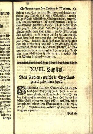 XVIII. Capitul. Von Todten, welche in Engelland zuruck gekommen seynd.