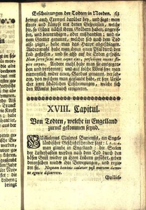 XVIII. Capitul. Von Todten, welche in Engelland zuruck gekommen seynd.