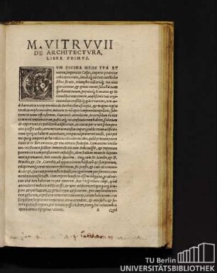 M. Vitruvii de Architectura, Liber Primus.