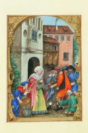 fol. 34: Elisabeth teilt Almosen aus (Nikolaus Glockendon)