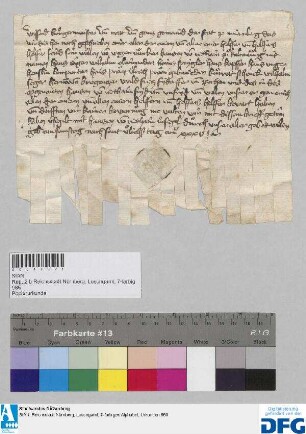 Hancz Jäger, Wilhalm Obainander, Haincz Speygler, Hancz Kapffer, Hancz Unger, Henslin Lamparter, Hans Praen, Ulrich Praen, Kunrat Schenck, Wilhelm Seger, Herman von Bregenczer Wald, Frycz Fyderffer künden als Helfer des Junkers Hansen von Riethain zu Kaltenburg der Stadt Nürnberg Fehde an. - Siegler: Hanns von Riethain.
