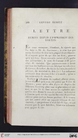Lettre écrite depuis l'impression des doutes