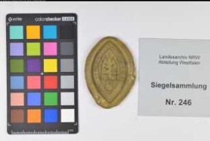Siegler: Vinnenberg, Prior Überlieferungsart: Nachbildung. Stoff: Wachs Farbe: grün Form: spitzoval. Durchmesser: 55 Art: Typ: Umschrift:
