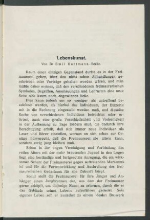 Lebenskunst.