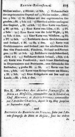 Marches des Armées françoises de Rhin et Moselle / commandées par le Général en Chef Moreau; et Autrichiennes commandées par l'Archiduc Charles. - 1796