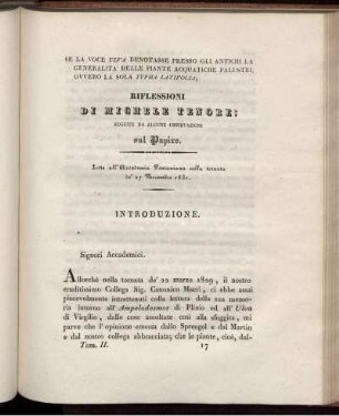Se la voce ulva Denotasse presso gli Antichi la Gerneralita' delle piante acquatiche palustri...