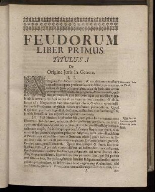 Feudorum Liber Primus.