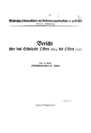 1924/25: Bericht ... - 1924/25