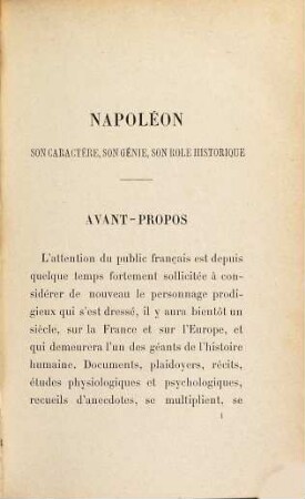 Napoléon son caractère, son génie, son rôle historique