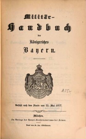 Militär-Handbuch des Königreiches Bayern. 1857