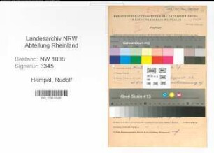 Entnazifizierung Rudolf Hempel , geb. 10.05.1898 ()