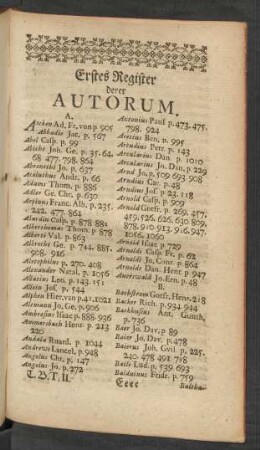 Erstes Register derer Autorum