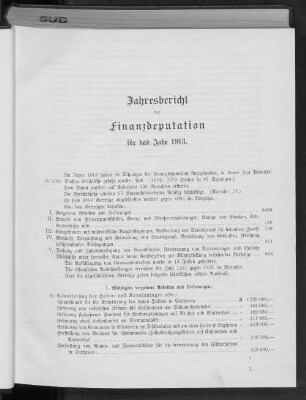 Jahresbericht der Finanzdeputation für das Jahr 1913.