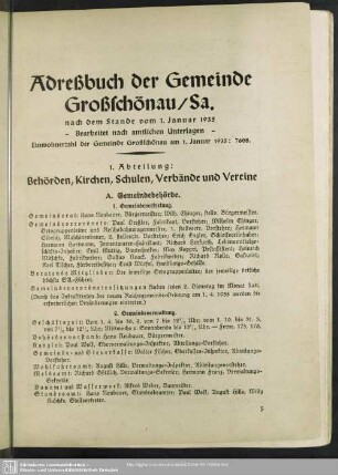 Adreßbuch der Gemeinde Großschönau/Sachsen