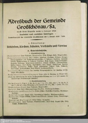 Adreßbuch der Gemeinde Großschönau/Sachsen
