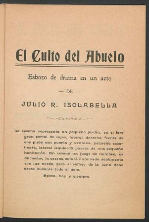 El culto del abuelo : esbozo de drama en un acto