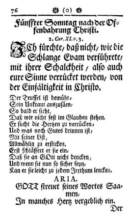 Fünfter Sonntag nach der Offenbahrung Christi.