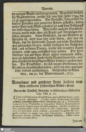 Vornehmer und gelehrter Leute Judicia vom Neu-eröffneten Historischen Bilder-Saal