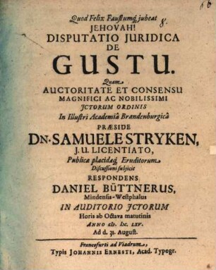 Disputatio Juridica De Gustu
