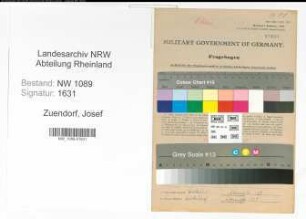 Entnazifizierung Josef Zuendorf , geb. 27.04.1908 (Brandmeister)