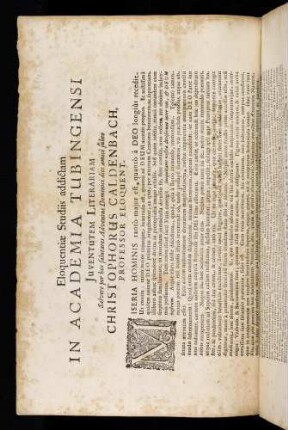 Eloquentiae Studiis addictam In Academia Tubingensi Juventutem Literariam Salvere per hos salutares Adventus Dominici dies amicè jubeo Christophorus Caldenbach, Professor Eloquent.