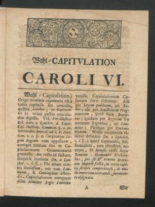 Wahl-Capitulation Caroli VI