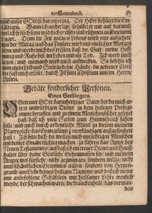 Gebäte sonderlicher Personen.