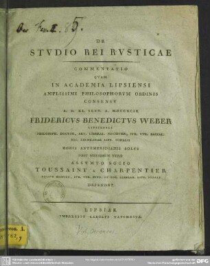 De Studio Rei Rusticae Commentatio