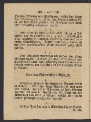 Von den Schwedischen Münzen
