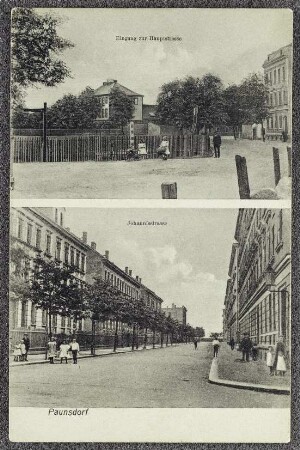 Paunsdorf : Eingang zur Hauptstrasse ; Johannisstrasse
