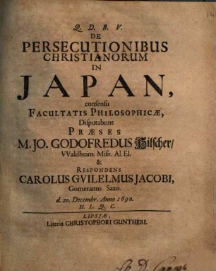 De persecutionibus Christianorum in Japan