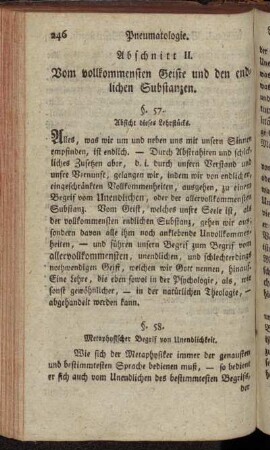 Abschnitt II. Vom vollkommensten Geiste und den endlichen Substanzen.
