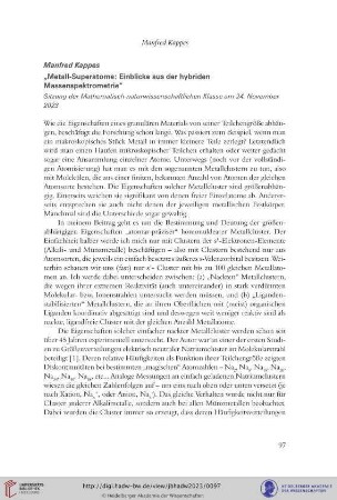 Metall-Superatome: Einblicke aus der hybriden Massenspektrometrie