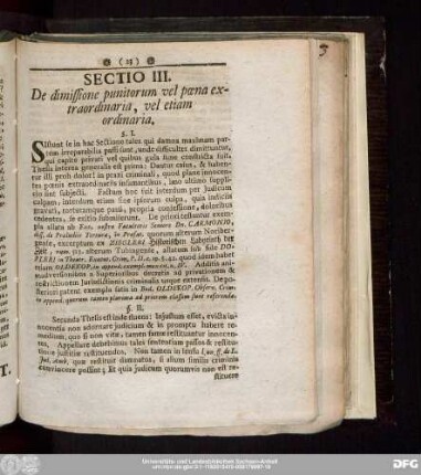 Sectio III. De dimissione punitorum vel poena extraordinaria, vel etiam ordinaria.