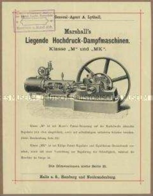 Dampfmaschinen von der Firma Marshall, Sons und Co in England