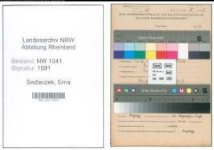 Entnazifizierung Erna Sedlaczek , geb. 24.12.1899 ()