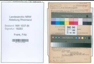 Entnazifizierung Fritz Frank , geb. 07.02.1895 (Lehrer)