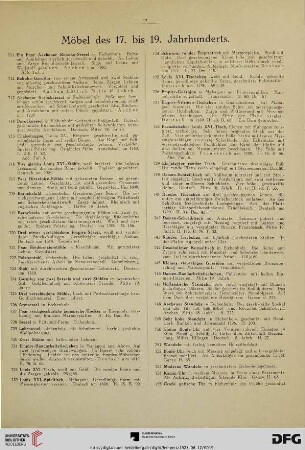 Möbel des 17. bis 19. Jahrhunderts (Nr. 711-808)