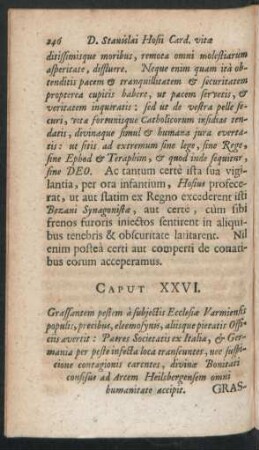 Caput XXVI. Grassantem pestem a subiectis Ecclesiae Varmiensis populis, precibus, eleemosynis ...