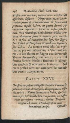Caput XXVI. Grassantem pestem a subiectis Ecclesiae Varmiensis populis, precibus, eleemosynis ...