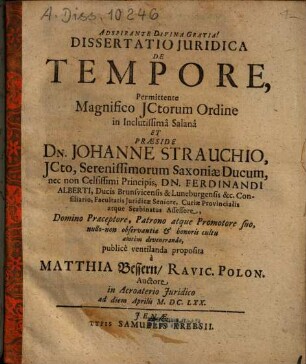 Dissertatio iuridica de tempore