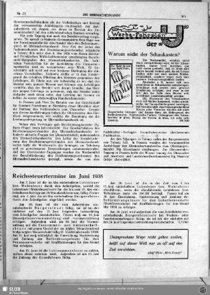 Reichssteuertermine im Juni 1938