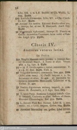 Classis IV. Auctores veteres latini