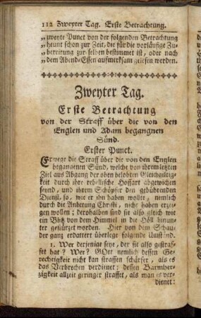 Erste Betrachtung von der Straff über die von den Englen und Adam begangnen Sünd.