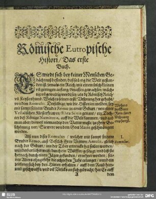 Römische Eutropische Histori, Das erste Buch