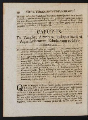Caput IX. De Templis, Altaribus, locisque sacris et Asylis Iudaeorum, Ethnicorum et Christianorum